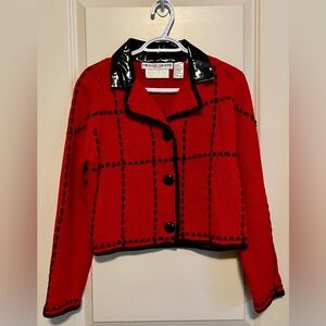 Michael Simon Woven Cardigan Sweater Size Medium